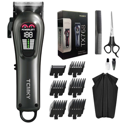 Hair Clippers for Men Professional Clippers for Men Cordless&Corded Barber Clippers for Hair Cutting & Grooming. Rechargeable Hair Trimmer Kit for Household (Red)
