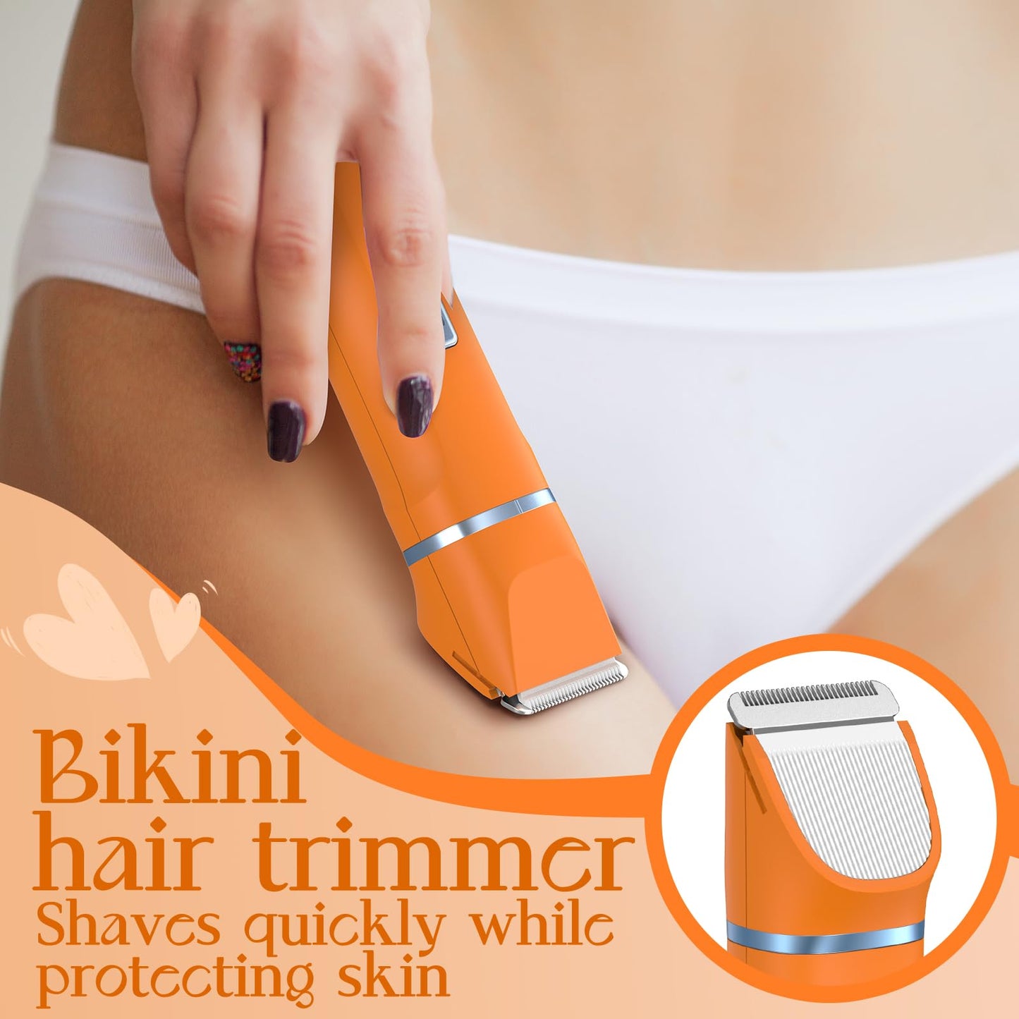 Bikini Trimmer for Women - Painless Electric Razors for Silk Skin,Cordless Body Shaver for Trip,Replaceable Lady Facial Razor, IPX7 Waterproof&Easy Cleaning, Ceramic Blade, USB Charge Dock Pink