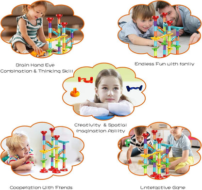 93Pcs Marble Run Set with 30 Glass Marbles Runs for Kids Girls Boys Toys Stem Maze Educational Race Game Birthday Gifts (LargeA)