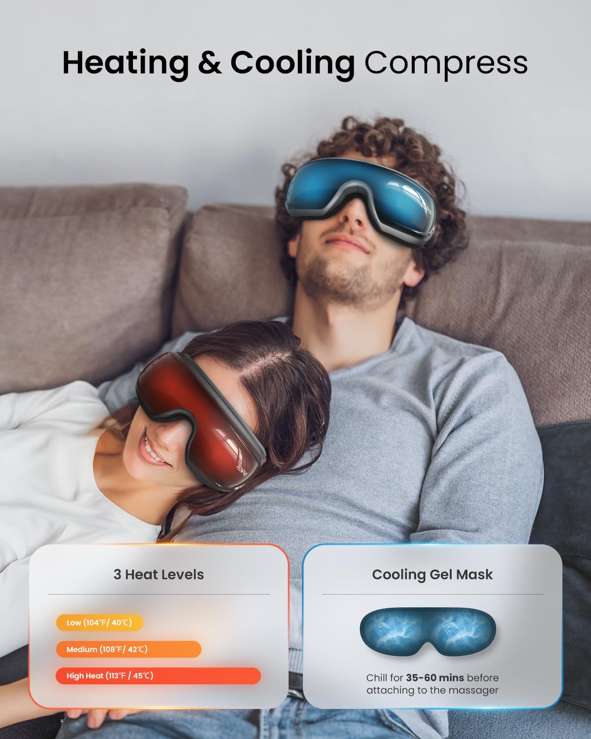 RENPHO Eye Massager with Heat and Cooling for Migraines, Eyeris 3 Voice Control Eye Mask FSA HSA Eligible, Eye Care Device with DIY Massage Setting, Birthday Gifts for Women/Men, Reduce Dry Eyes