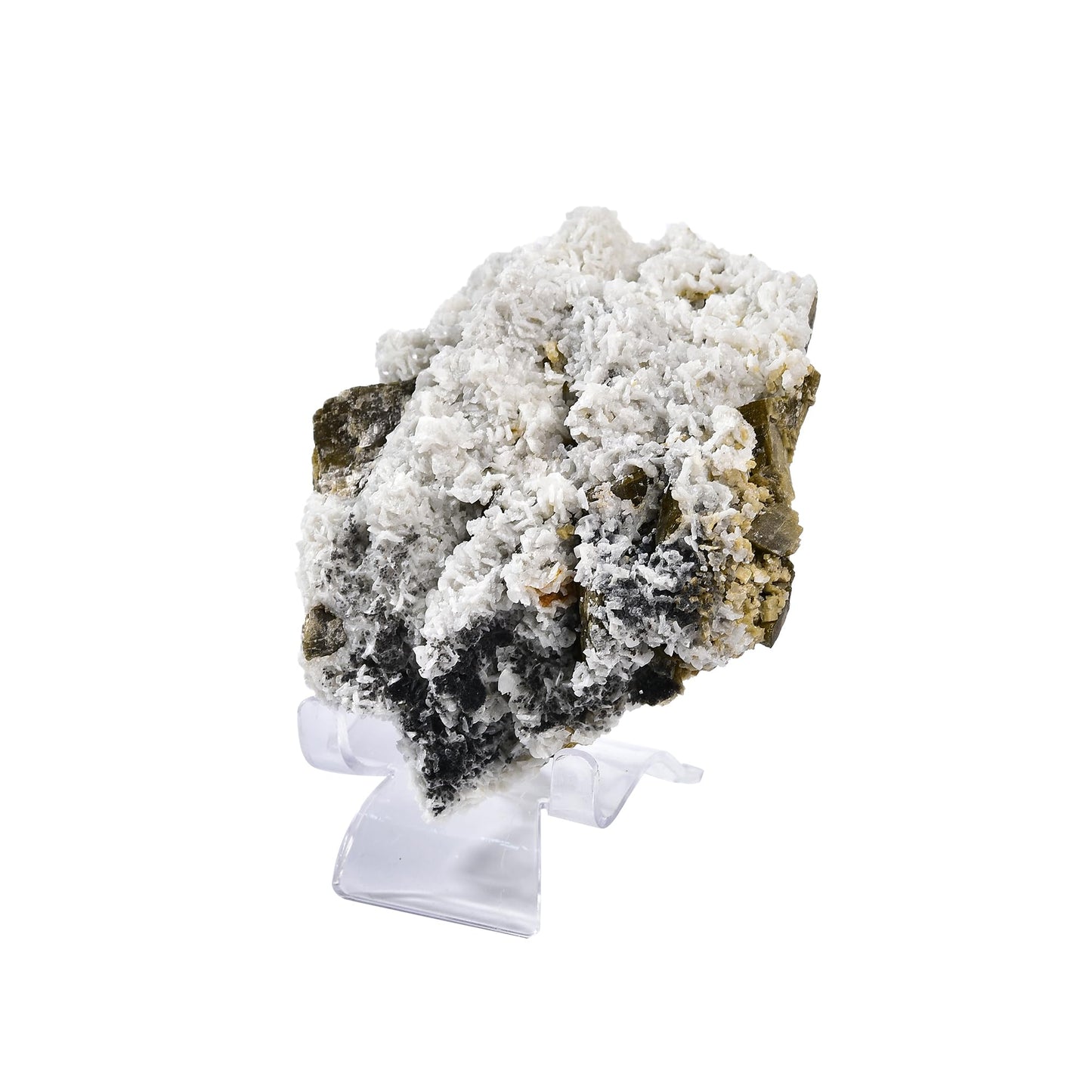 AMOYSTONE Indoor Decorative Stone Ornaments Siderite Large Quartz Ore Specimen Healing Calming Effects for Crystal Healer Lover (Grey-White 1.3-1.7 Pounds with Rack)