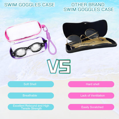 Blueweenly 2 Pcs Swim Goggle Case for Swimming with Hole Zipper Clip Silicone Cases for Goggle Gift(Pink and light purple, rose red and purple)