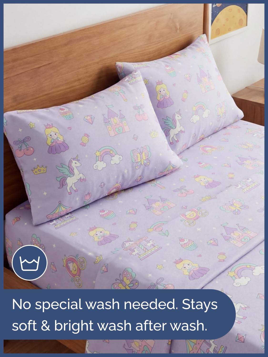 CGK Unlimited Kids Princess Dreamland Queen 4 Piece Sheet Set - Boys, Girls, Teens, Toddler - Easy Fit Deep Pockets - Soft, Cooling & Breathable Sheets - Cozy, Fade & Wrinkle Free - Machine Washable