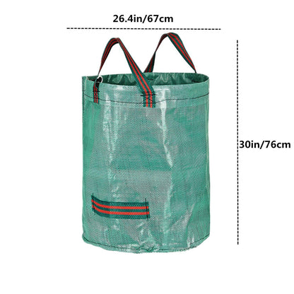 3Pcs 272L Heavy Duty Large Garden Waste Bags (H76cm,D67cm)&1 Gardening Gloves,Refuse Bags Garden Rubbish Bag Reusable Garden Waste Sacks,Grass Cutting Bags Leaf Bags Gardening Bags Sacks with Handles