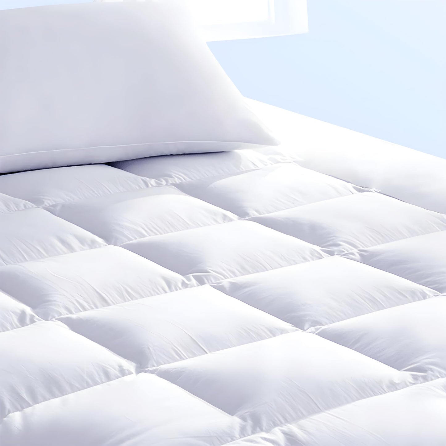 Pure Brands Queen Mattress Topper and Pad Cover Extra Thick Luxury Down Alternative Pillow Top Cooling Bed Topper Ultra Plush and Hypoallergenic Mattress Protector 18 Inch Deep Pocket
