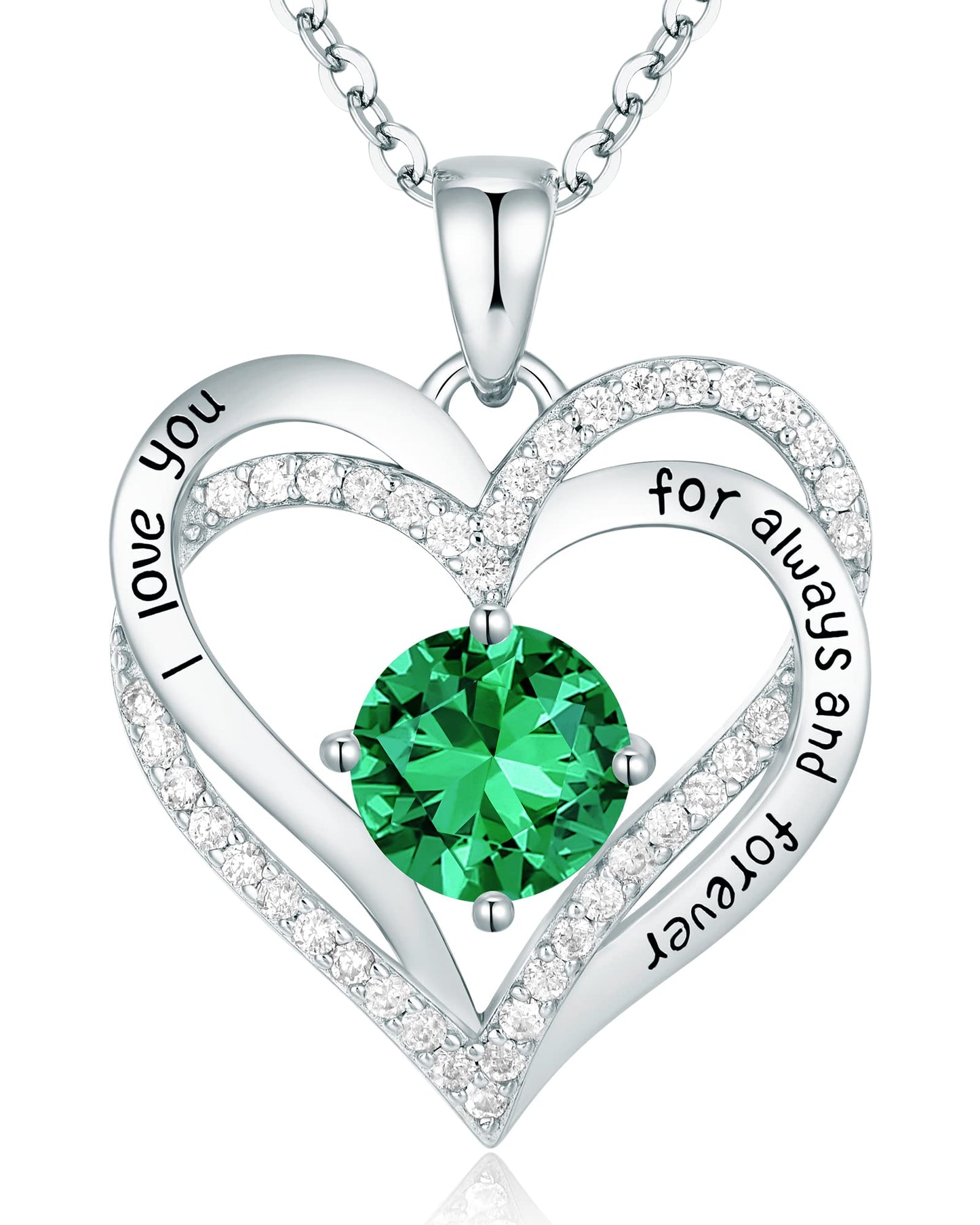 CDE Valentine's Day Gift Forever Love Heart Necklaces for Women, Wedding Anniversary, Birthday Mothers Christmas Day Gifts for Mom, Mother, Wife, S925 Silver Jewelry with Birthstone Pendant