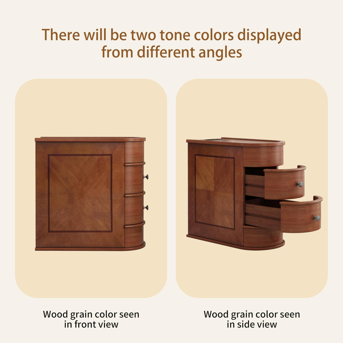 FAVSH Narrow End Table with Charging Station, Brown