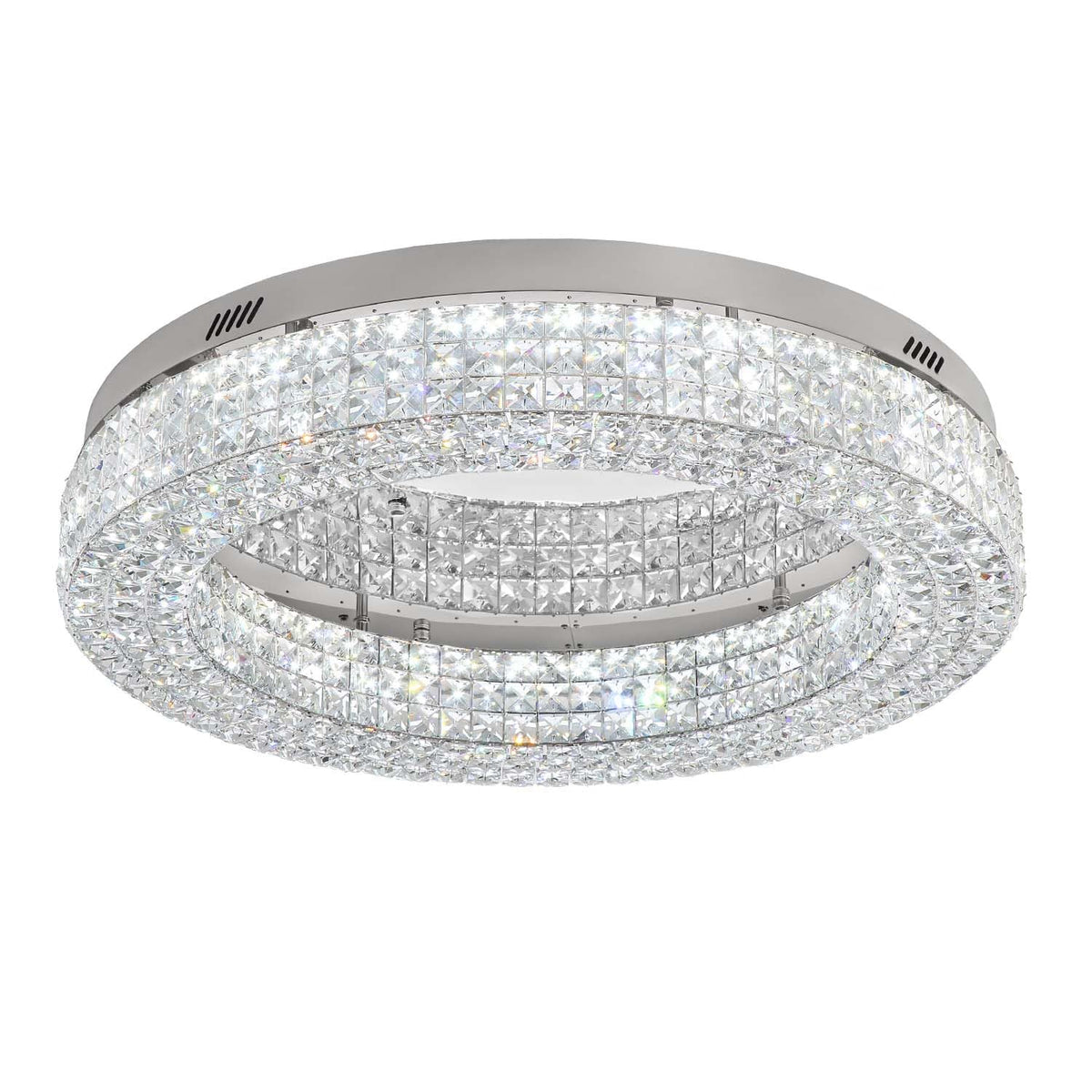 ykolupty 24" Crystal Chandeliers,Round Chandelier for Living Room Modern Ceiling Chandelier Flush Mount Ceiling Light Fixtures for Foyer Bedrooms Dining Room Hallway