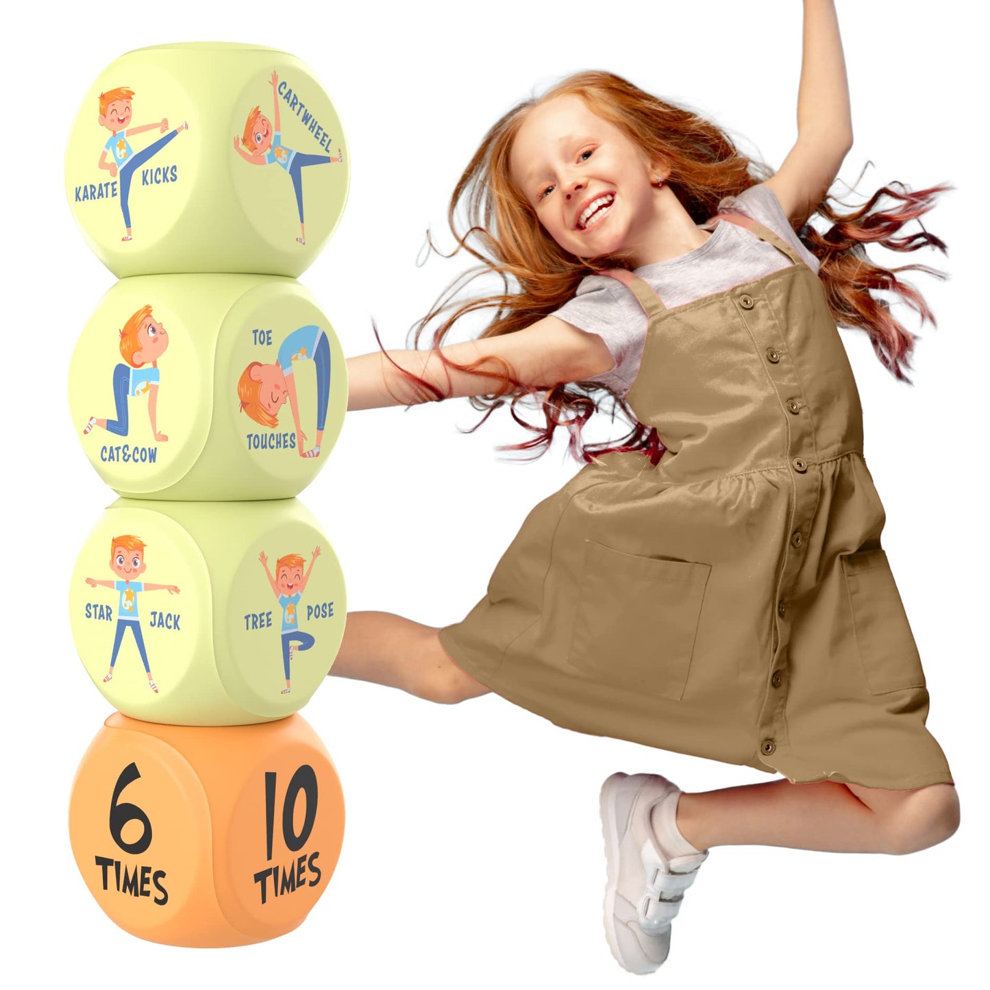 Skywin Exercise Dice, 6-Sided Foam Fitness Workout Dice for Kids Solo or Group Classes, for Home, Classroom and Physical Education Learning