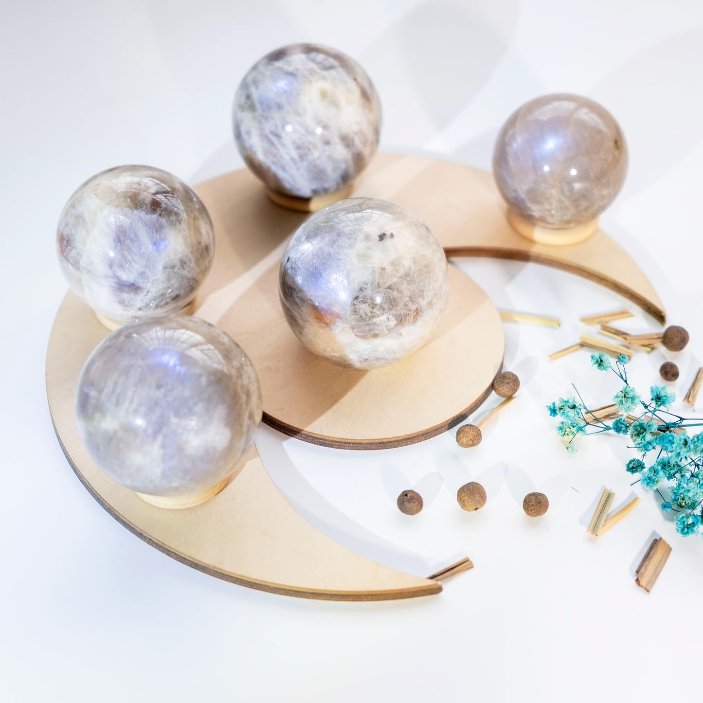 Moonstone Crystal Sphere - 1.6-2.0" Inches, Gentle Blue Hue, Hand-Polished for Intuition, Balance, and Emotional Harmony, Decorative Balls for Reiki, Chakra, Feng Shui, Meditation, Witchy Gifts