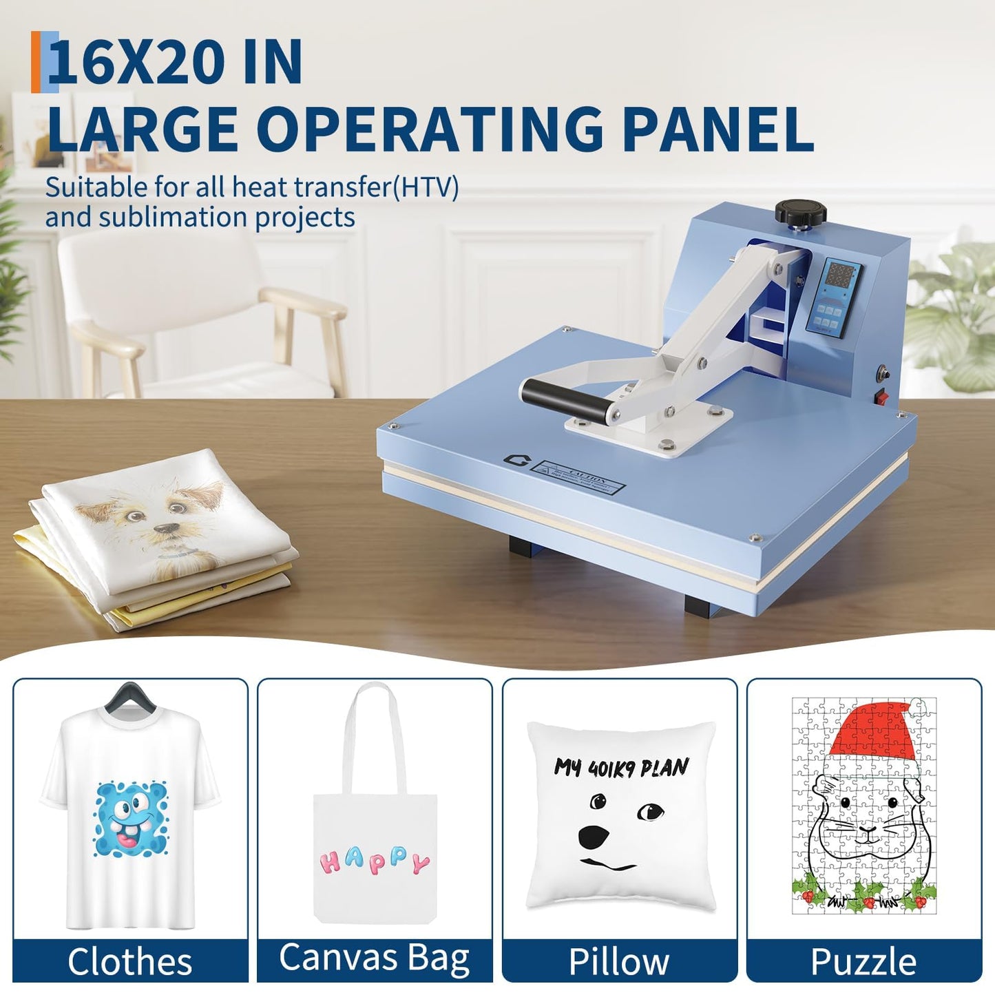 Digital Heat Press Machine 16x20, Fast Heating Heat Press Automatic Industrial Sublimation Printer for Clothes, T-Shirts, Canvas Bags, Commercial/Home Use