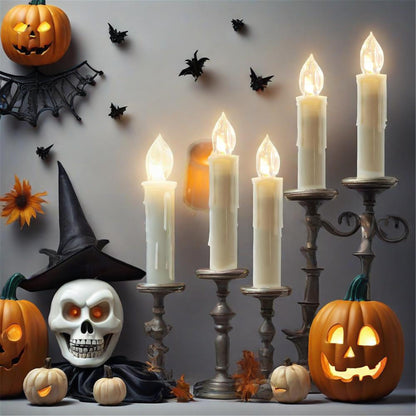 Gedengni Short Candlesticks LED Taper Candle, Remote Candle Sticks Battery Operated Chandelier Flameless Candles with Clip Flickering Warm White Lights for Wedding Party Baroque Chandelier,4inches
