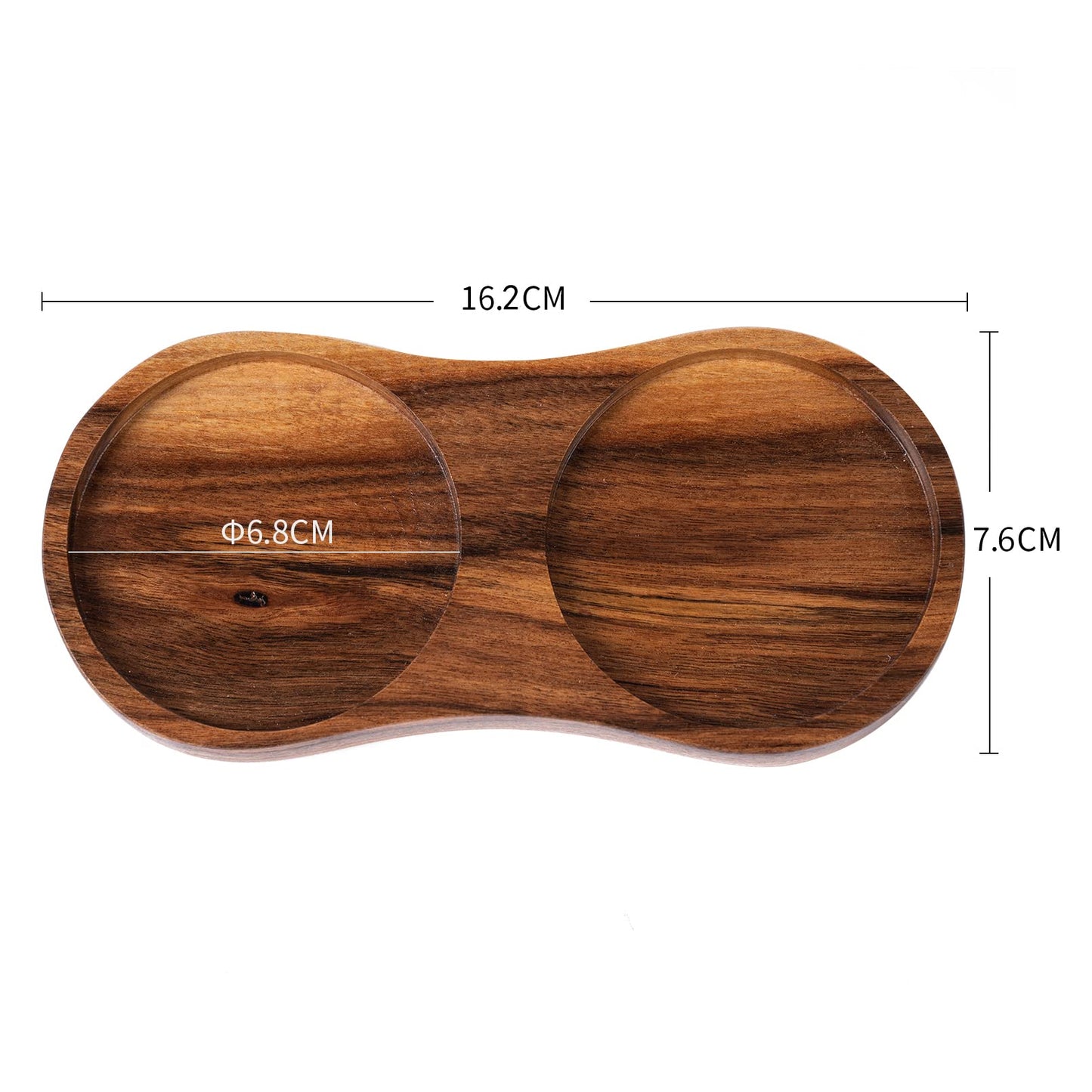 DeroTeno Salt and Pepper Mill Tray, Inner Dia 6.8 cm / 2.68 inch, Acacia Wood, Pepper Grinder Rest, Dining Table Protector (Pepper Mill and Salt Mill are not Included)