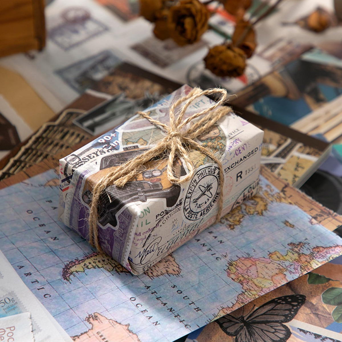 Vintage Scrapbook Stickers, Aesthetic Global Travel Sticker Book for Scrapbooking with 320+ Washi Stickers and 20 Scrapbook Papers, Journaling Supplies, Ephemera for Junk Journals DIY Arts Crafts