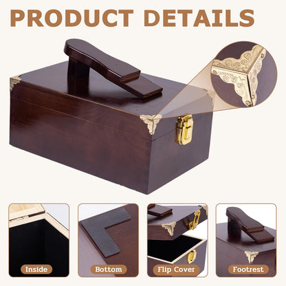 DigNew 10 Pcs Deluxe Shoe Shine Box Set & Shoe Care Polish Kit with Foot Rest, Wooden Care Tools Storage Box Perfect for Multi- Leather Shoes