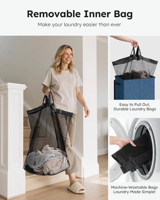 SOLEDI Laundry Hamper with Lid 130L Large & Tall Collapsible Laundry Basket