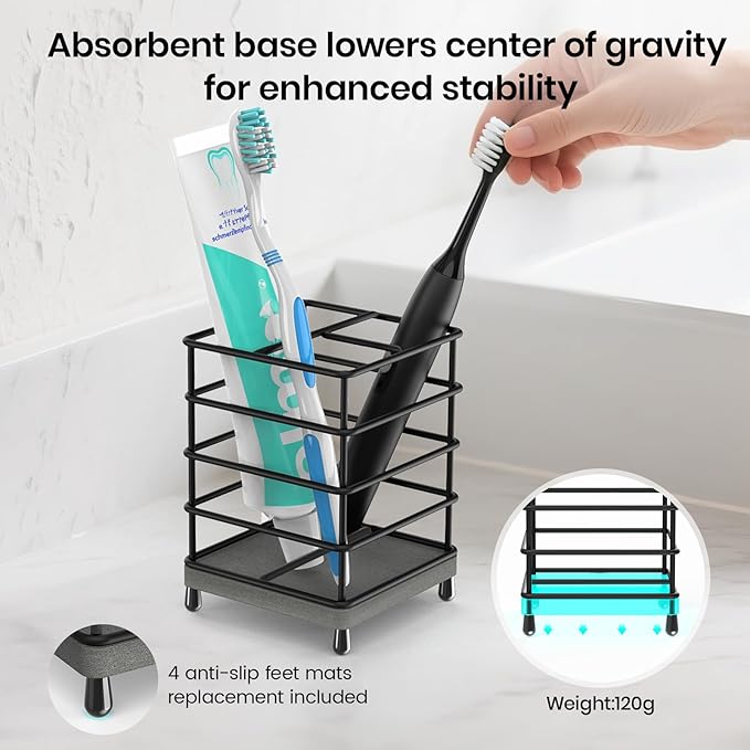 Toothbrush Holders with Quick Drying Mat—Black DiatomiteToothbrush and