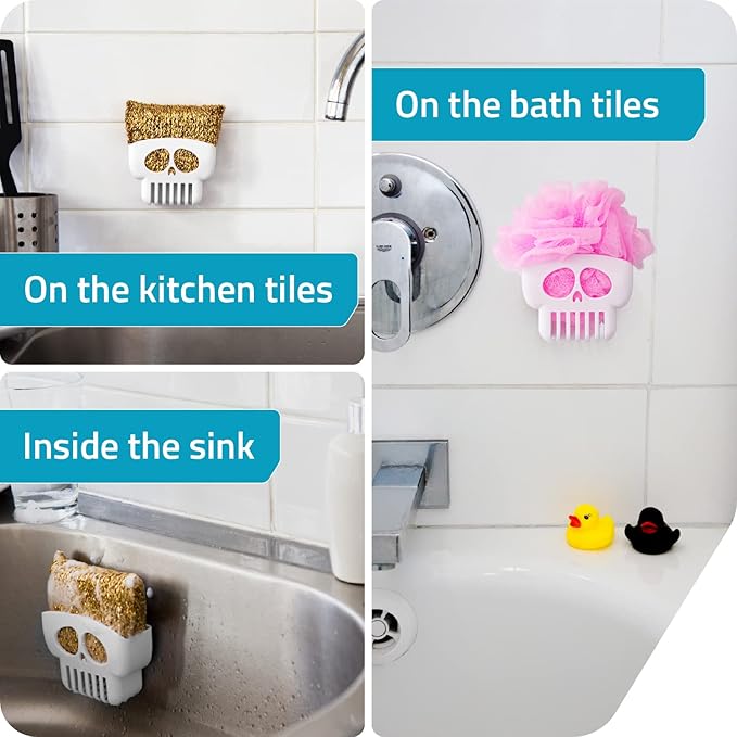 PELEG DESIGN Brain Drain White Skull Sponge Holder