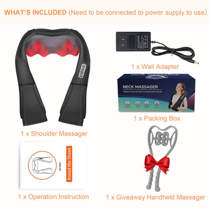 White Elephant Gifts for Adults,Neck Massager,Christmas Gifts for Women Men - Shiatsu Back and Neck Massager,Shoulder Massager Deep Tissue with Heat,Electric 4D Massage Pillow(NOT Cordless)