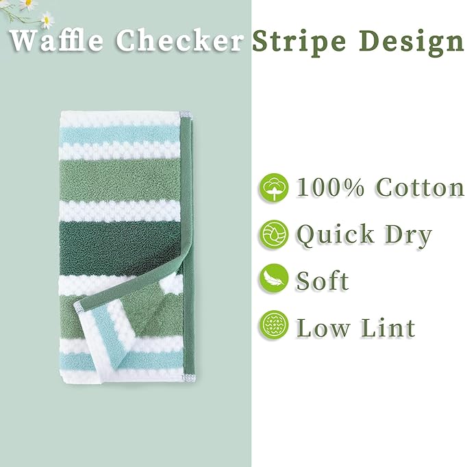 Green and White Washcloths