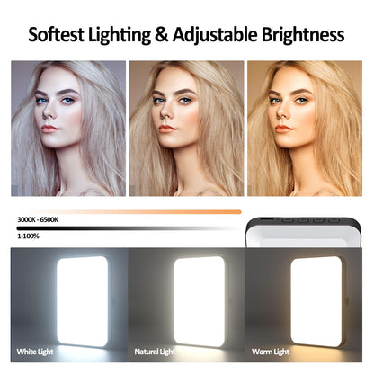 XINBAOHONG LED Video Light, Mini Selfie Light Rechargeable Clip-on Ring Light for Phone Laptop Tablet and Computer Dimmable Fill Lamp for Conference Zoom Call Photography Makeup Picture