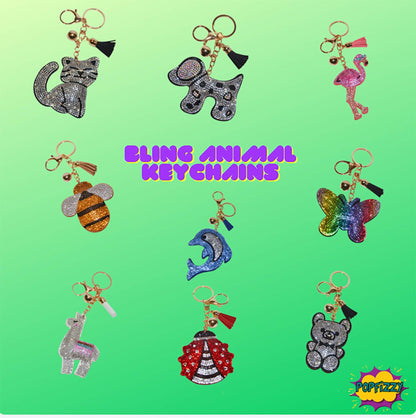Popfizzy Rhinestone Cat Keychain - Bling Backpack Kitty Gifts for Cat Lovers