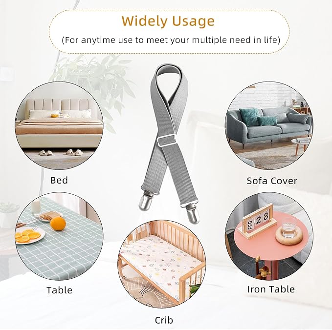 4Pcs Adjustable Bed Sheet Straps Clips, Elastic Mattress Sheet Fasteners Holder