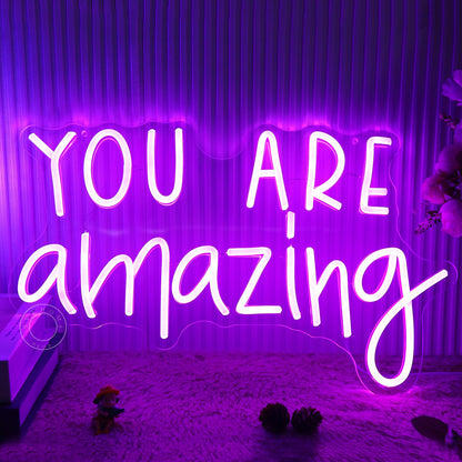 SYLHOME You Are Amazing LED Neon Light Sign 5V Girls Boys Bedroom Living Room Classroom Wall Decor Sign Hanging Smart Kid Birthday USB 16.9" X 10.6" Warm White