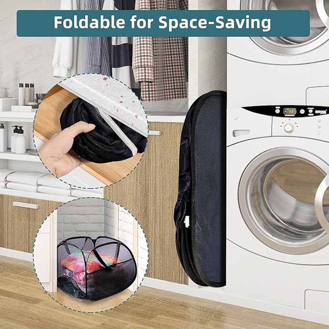 2 Pack Collapsible Laundry Baskets, 90L Large Foldable Laundry Basket, Durable