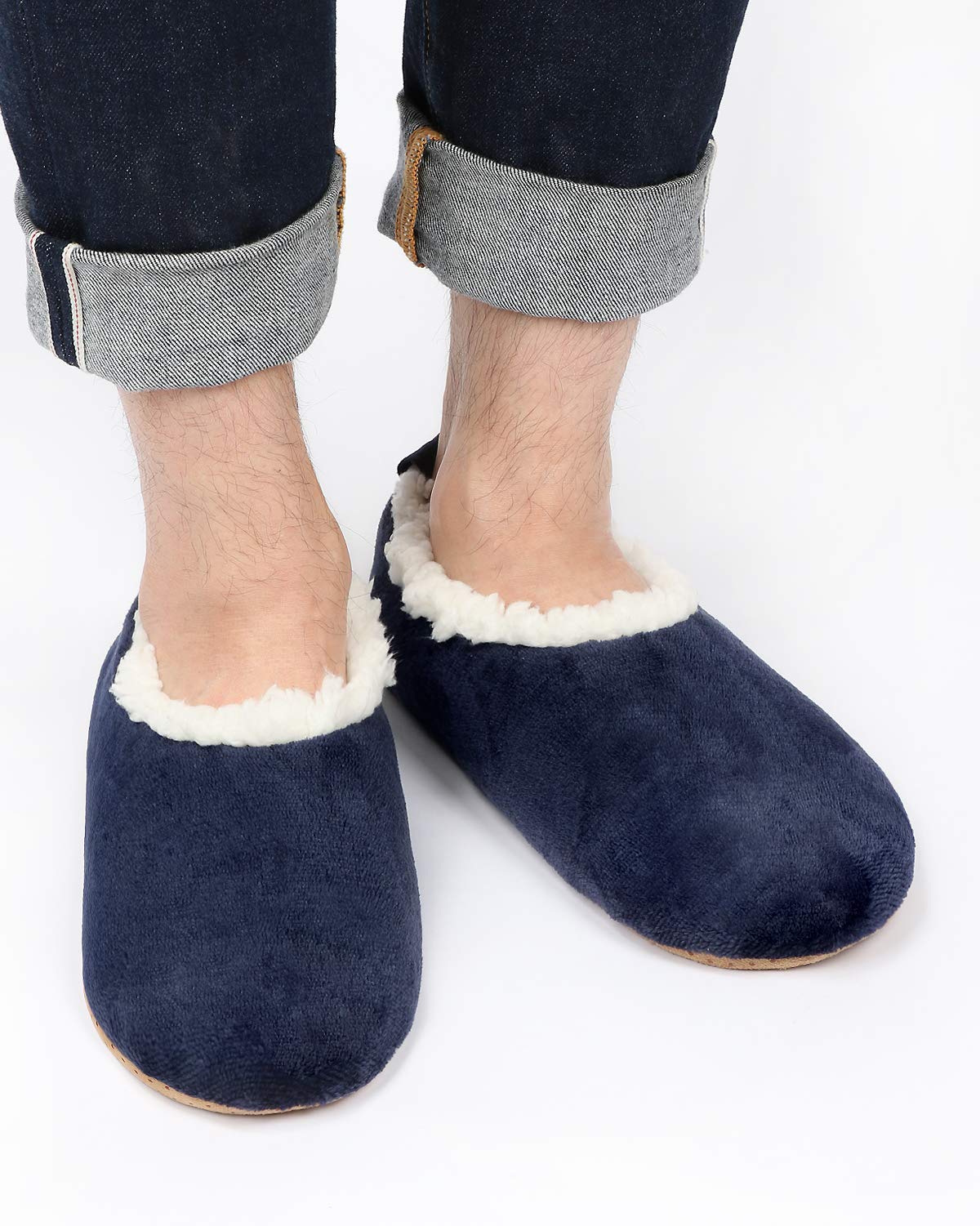 Panda Bros Mens Slipper Socks Low Cut Super Soft Warm Home Sock with Non-Slip Indoor Slipper Shoes Socks