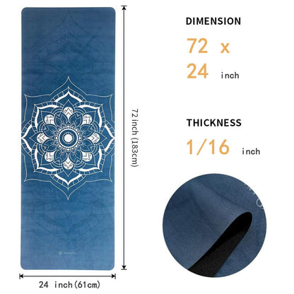 Travel Yoga Mat, Non Slip Exercise Suede Mat with Carry Bag, All-Purpose Fitness Mat with High Density Anti-Tear Surface for Women, Ideal for Pilates Workout (72'' x 24'' x 1.5mm Thick)