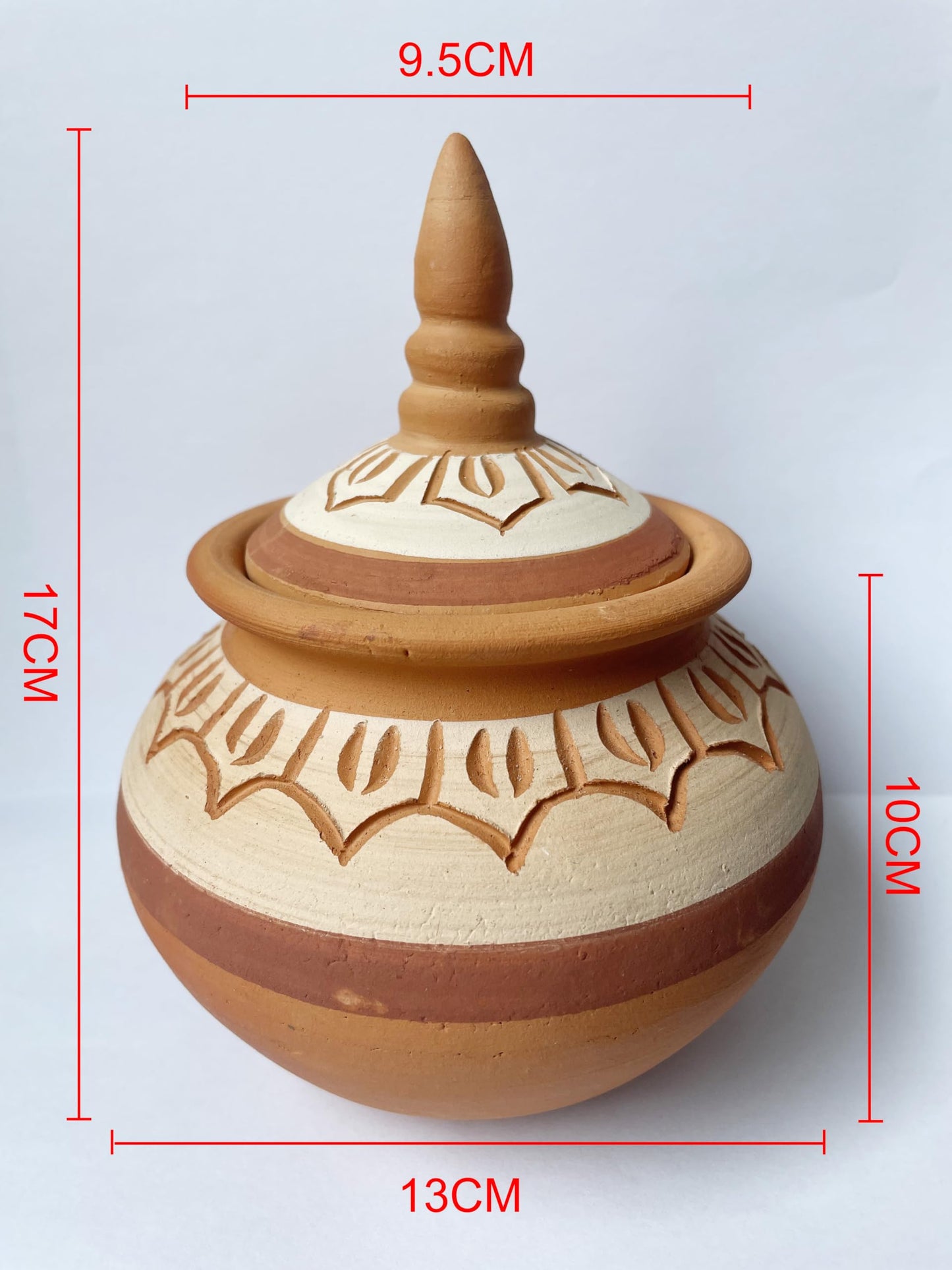 YISSEN RISEON Handmade Terracotta Salt Storage Container with Lid Decorative Canister Jar, Candy Container Holder Countertop Organizer, Farmhouse Kitchen Terra cotta Decor