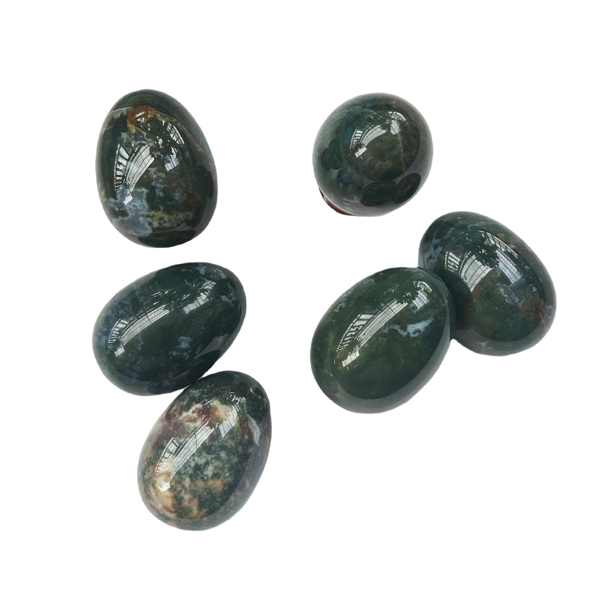 Bacatgem Natural India Agate Egg-Shape Meditation Chakra and Home Decor Balancing Gemstone and Crystals Figurines Kit,1.96"x 1.37"Reiki Healers and Yoga Practioner,with Wooden Stand