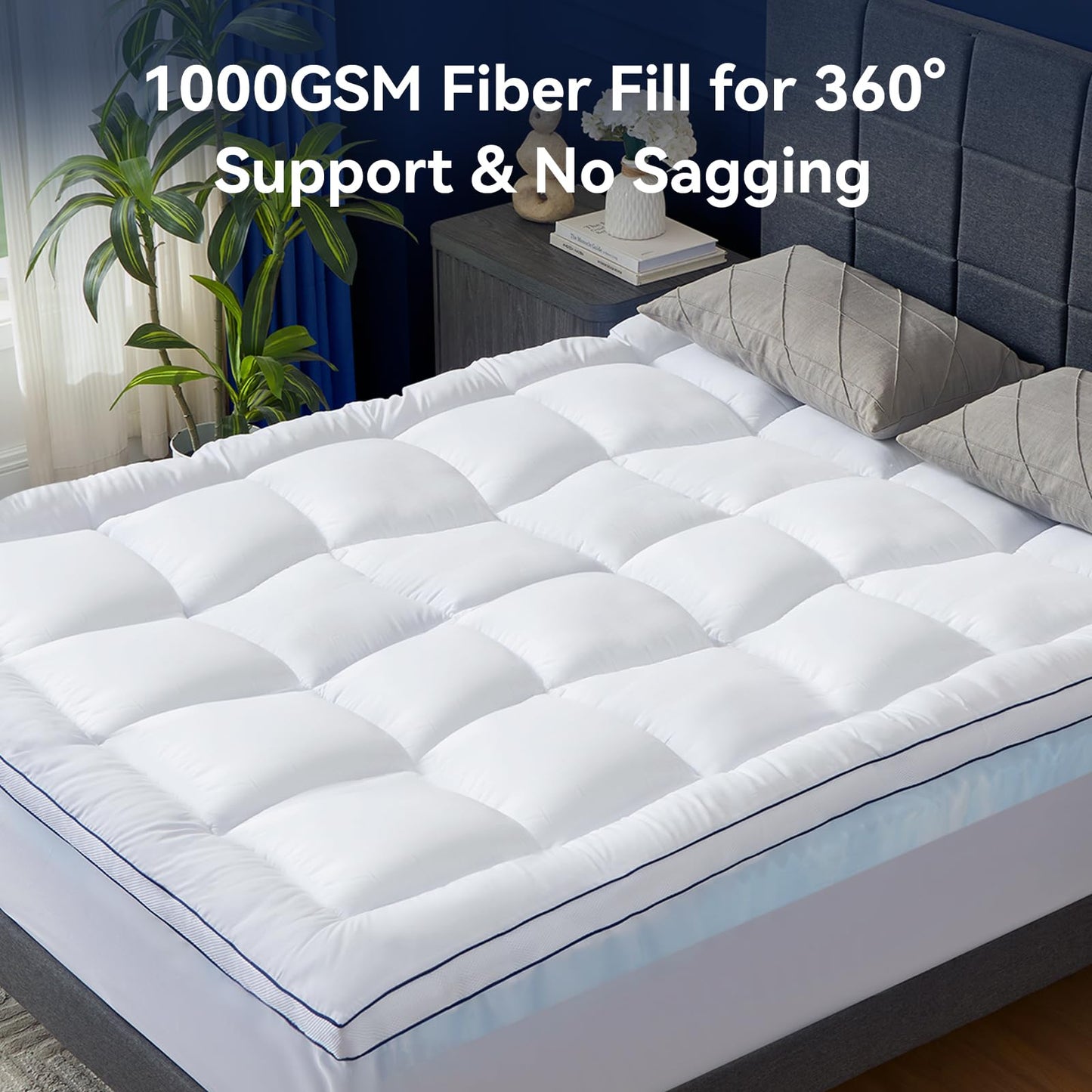 NicePlus Dual Layer 4 Inch Memory Foam Mattress Topper Queen, 2 Inch Cooling Gel Memory Foam and 2 Inch Soft Pillow Top Mattress Pad Cover for Back Pain Relief, with Elastic 21" Deep Pocket
