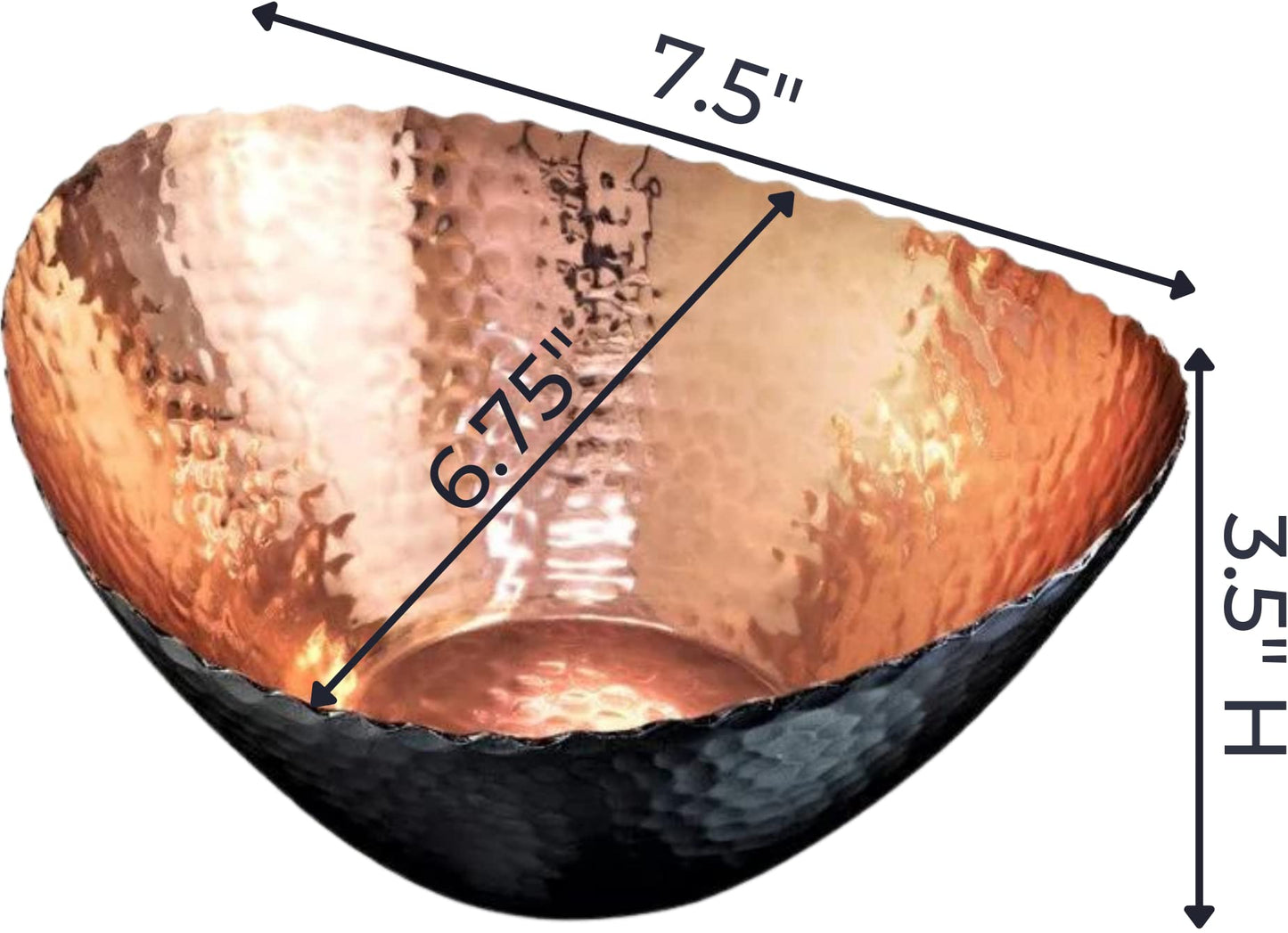 Monarch Abode Decorative Bowl for Home Decor – 7.5-Inch Black and Copper Plated Hand Hammered Key Bowls for Entryway Table, Fruit & Potpourri Bowl for Centerpiece, Modern Catch All Key Holder Bowl