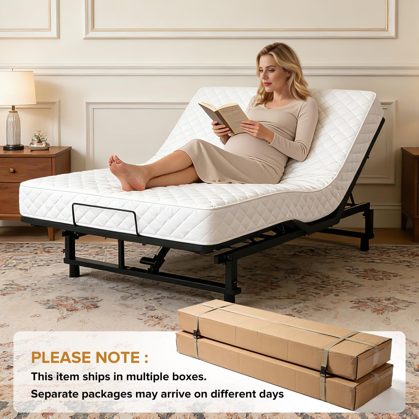 DNYN King Size Adjustable Bed Base Frame with USB Ports and Wireless Remote for Bedroom/Guest Room, Zero Gravity Bed with Head and Foot Incline, Space-Saving & No Box Spring Needed
