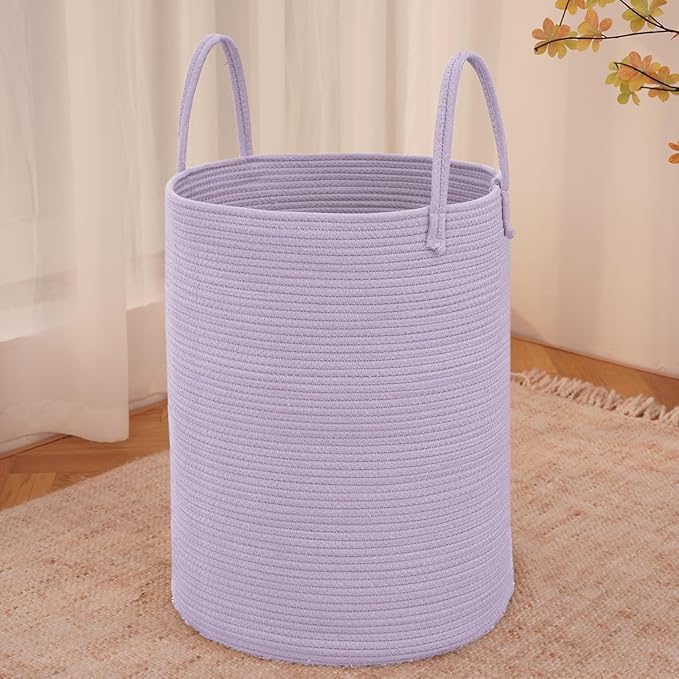 Large Woven Laundry Basket Hamper, 80L Cotton Rope Storage Bin