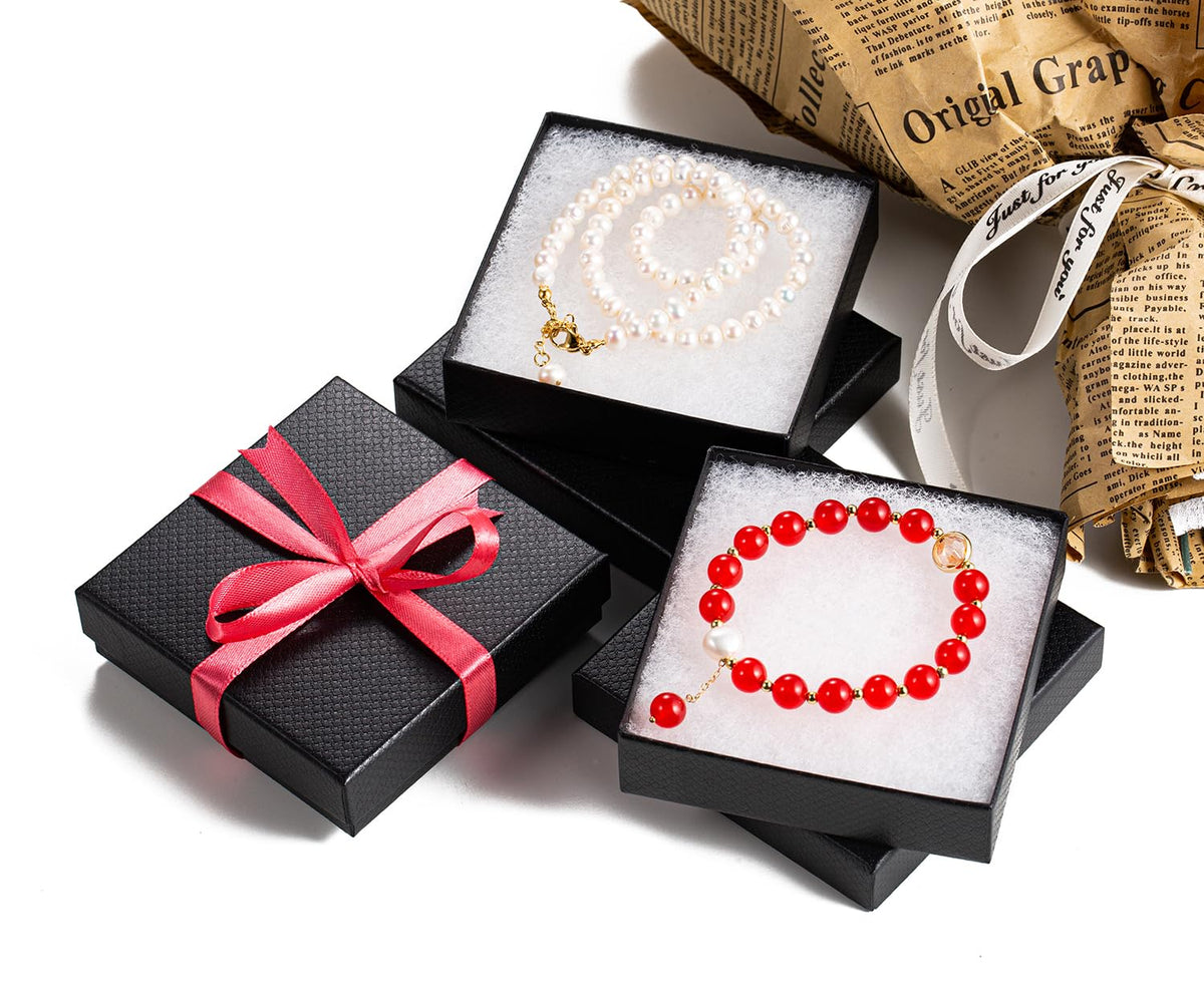 GEFTOL Jewelry Gift Boxes 20 Pack 3.5x3.5x1 Inch Cardboard Jewelry Boxes,Small Gift Boxes for Jewelry Earrings Necklaces Handmade Bangles Bracelets(Black)