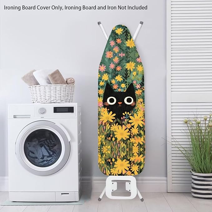 Cat Flower Ironing Board Cover and Pad, 16x55 Inches Standard Size Heavy Duty