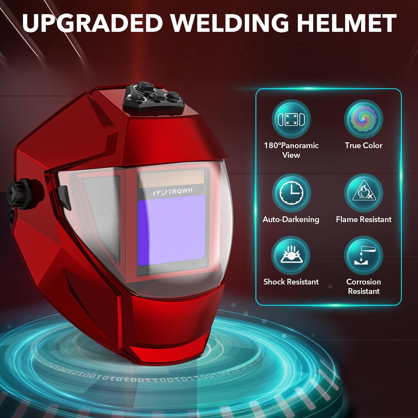 TRQWH Portable Welder Machine 110V ARC Handheld Welder & Panoramic View Welding Helmet