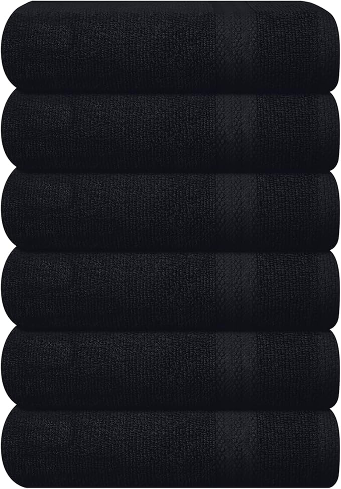 GLAMBURG Ultra Soft 6-Piece Hand Towel Set 16x28-100% Ringspun Cotton