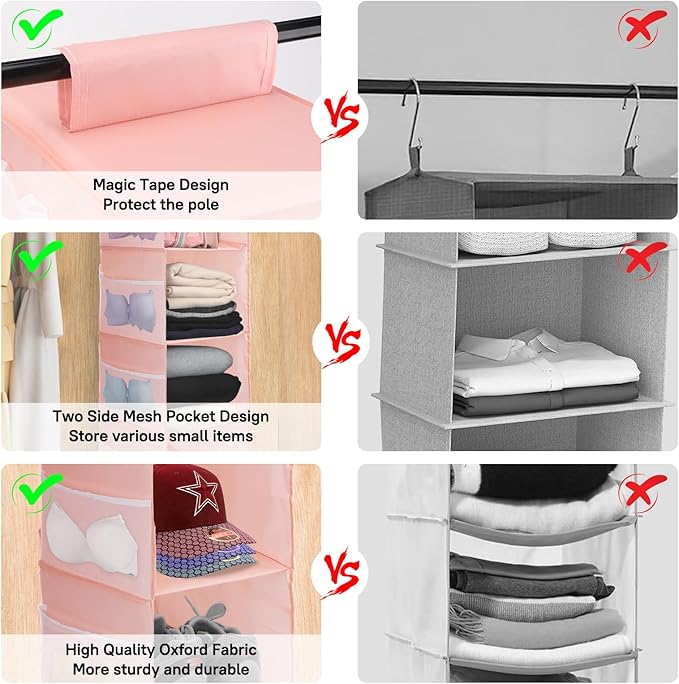 PetsHome 4-Shelf Hanging Closet Organizer, Space Saver, Closet Hanging Storage