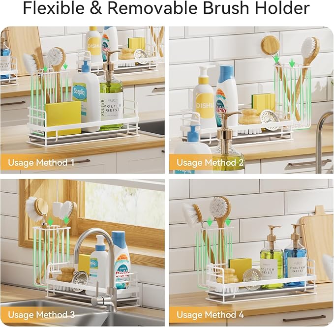 Yofidra Sink Caddy with Stone Drying Tray: Stainless Steel Soap Dispenser
