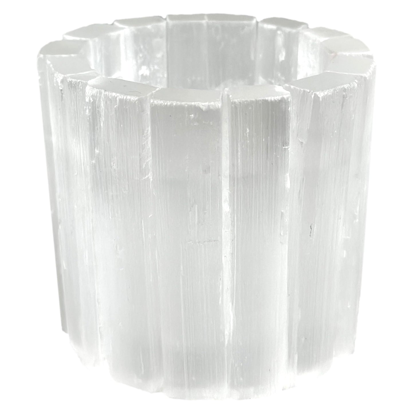 Selenite Candle Holder Natural Cylindrical Tealight Holder