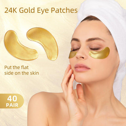 Under Eye Patches, 40 Pairs Eye Mask for Dark Circles, Puffy Eyes, Undereye Bags,Wrinkles,Eye Mask Patches with 24K Gold, Hyaluronic Acid,Rose & Aloe Vera, Eye Treatment Skin Care for Men & Women Gift