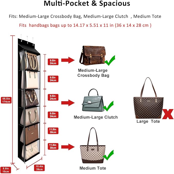 Lirex Over The Door Purse Organizer & Purse Shelf