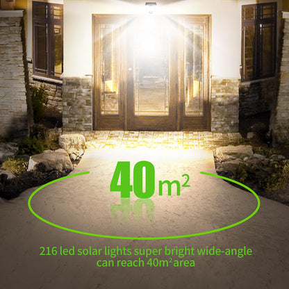 CLAONER Solar Lights Outdoor, Upgraded 216 LED Motion Sensor Security Light with 360° Wide Lighting Angle, Easy to Install, IP65 Waterproof Durable Solar Powered Flood Lights for Outside