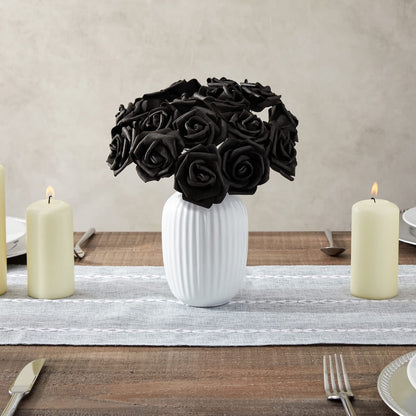 Bright Creations 100-Pack Black Artificial Flowers, Fake Foam Flowers for Halloween Decorations, DIY Crafts, Bouquets, and Black-Themed Parties (3 Inches)