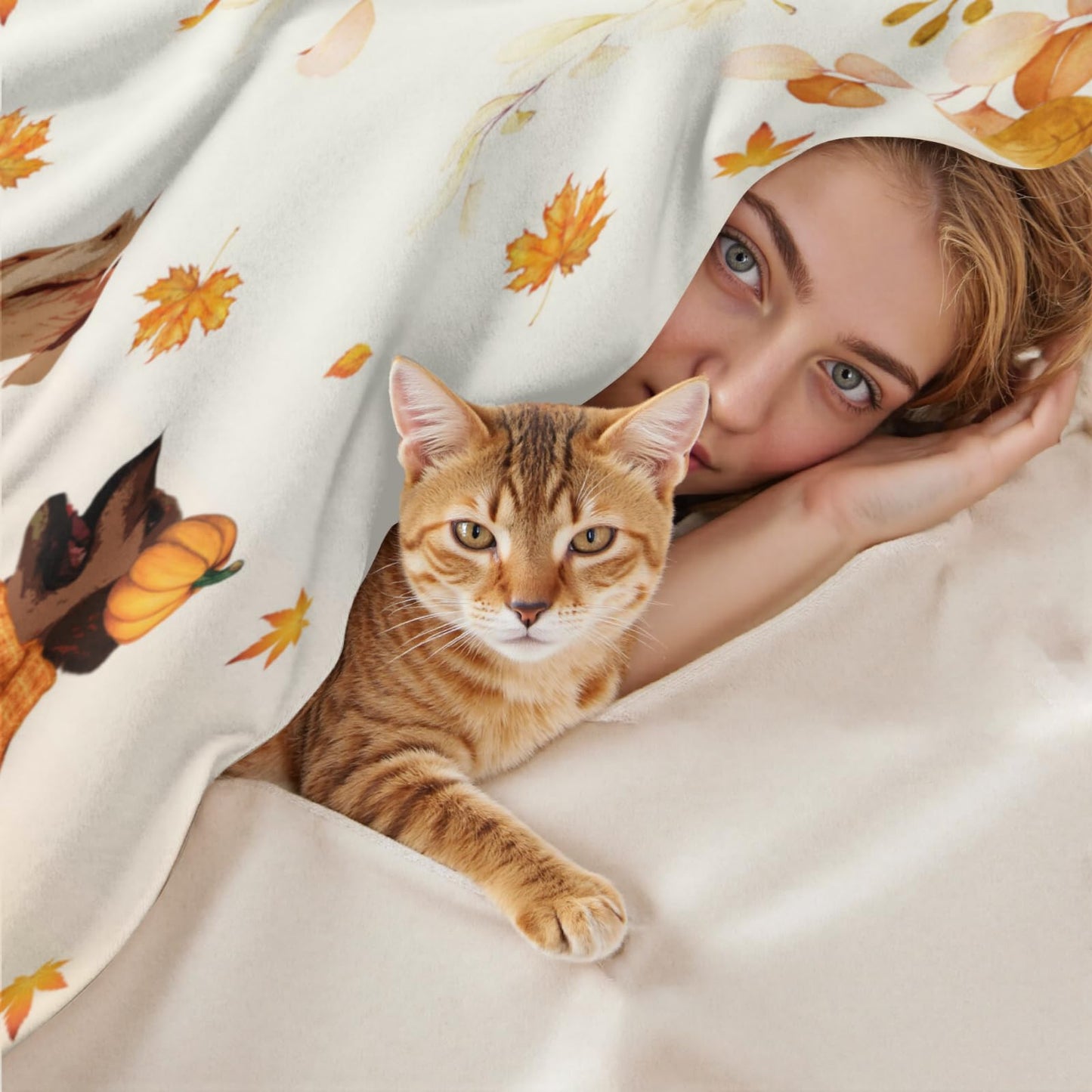 Arktrident Fall Dogs Throw Blanket Autumn Leaves Lightweight Bed Blankets Soft Flannel Fleece Plush Couch Cover for Chair Bedroom Living Room 50"X60"