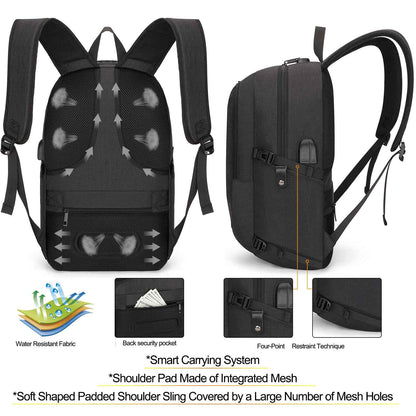 Tzowla Laptop Travel Backpack Mens Womens Water Resistant Anti-Theft Bag with USB Charging Port and Lock 15.6 Inch Computer Business Backpacks for School Work College Gift,Casual Daypack-Black